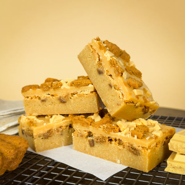 Biscoff and Blonde Chocolate Blondie