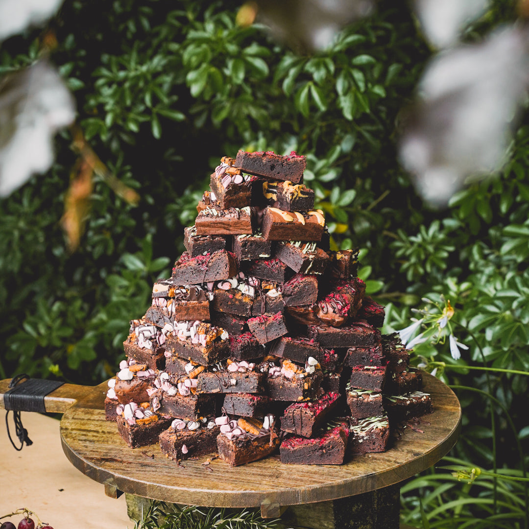 Brownies Tower with Fruits - Purple Treats